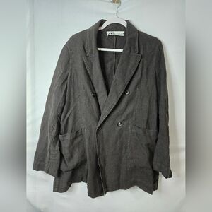 Zara Charcoal Linen Blazer Size Medium